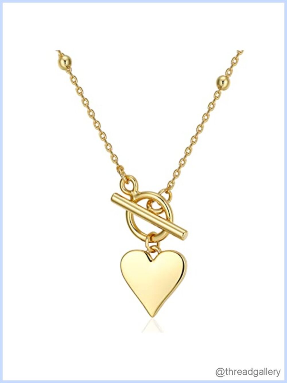 18k Gold Vermeil Puffed Heart Pendant Necklace Satellite Chain Toggle 18 Inch